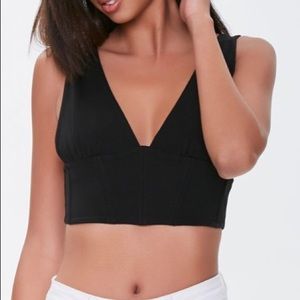 Plunging Crop Top, Black